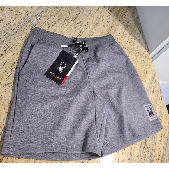 New Size Small Spyder Active Proweb Soft Shell Shorts Gray Drawstring - Picture 1 of 12